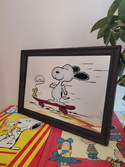 Vintage Snoopy and Woodstock Skate Board Mirror