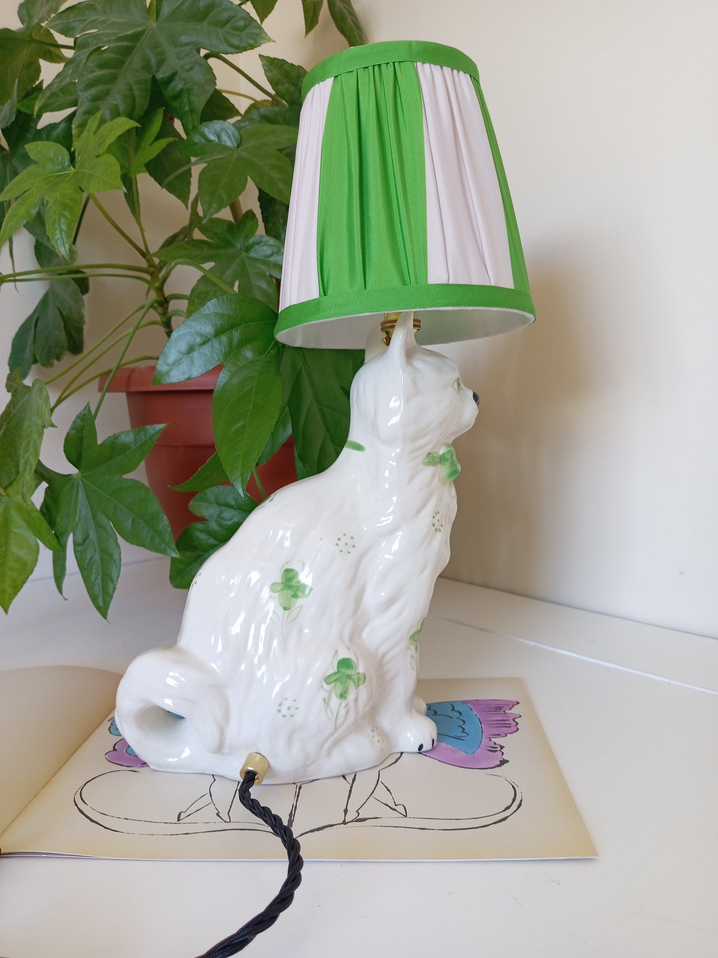 Upcycled Vintage Cat Lamp