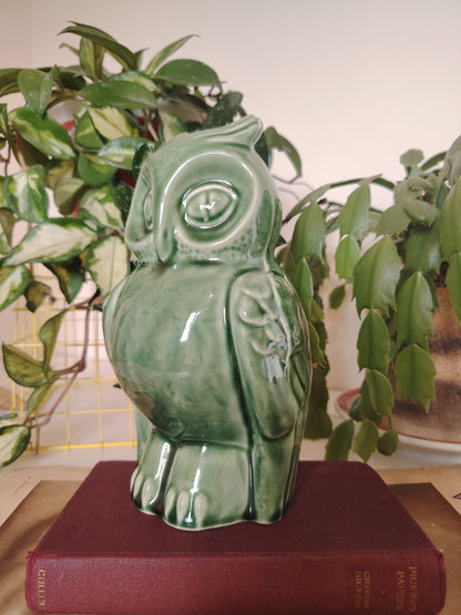 Vintage Mid Century Green Owl Money Box