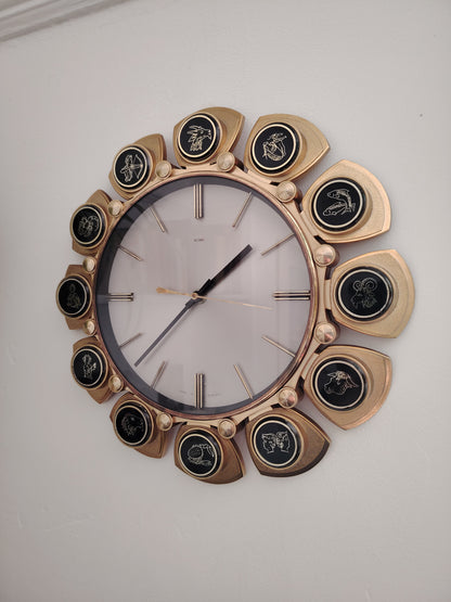 Vintage Mid Century Quartz Horoscope Clock