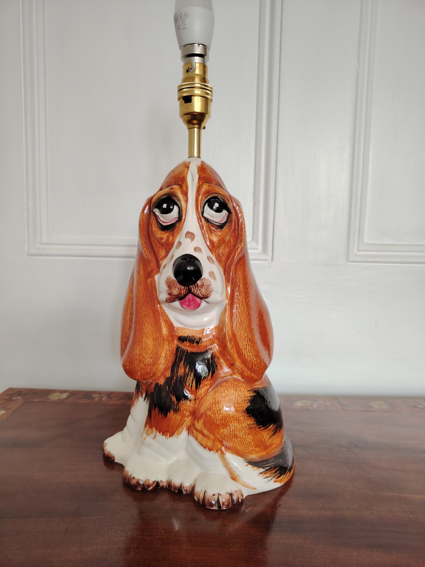 Vintage Large Reworked Bassett Hound Lamp