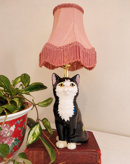 Vintage Reworked Small Tuxedo Cat Lamp 🐈‍⬛ 💕