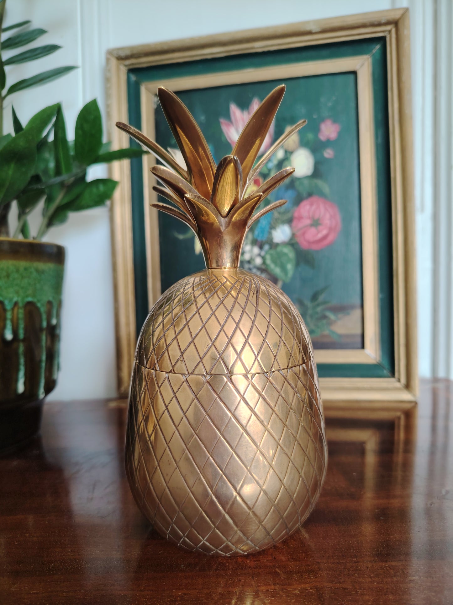 Vintage Mid Century Brass Pineapple Pot