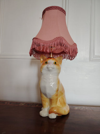 Vintage Reworked Small Ginger Cat Lamp