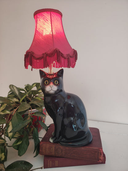 Vintage Reworked Black Cat Lamp 🐈‍⬛