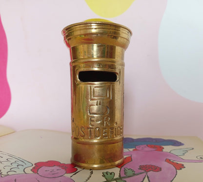 Vintage Solid Brass Post Box Money Box