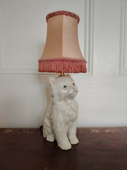 Vintage Reworked Small Fluffy Cat Lamp