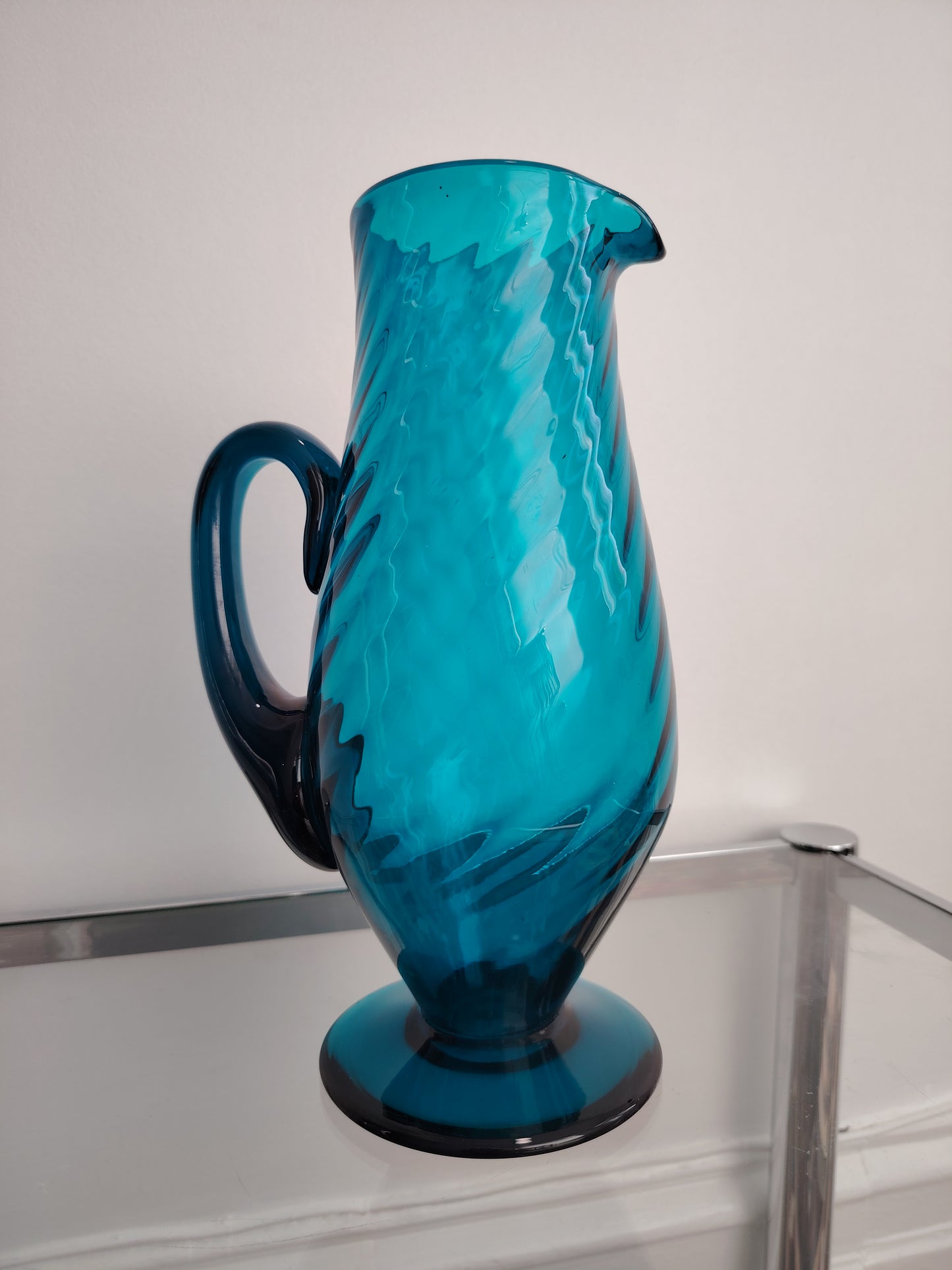 Stunning Turquoise Glass Jug