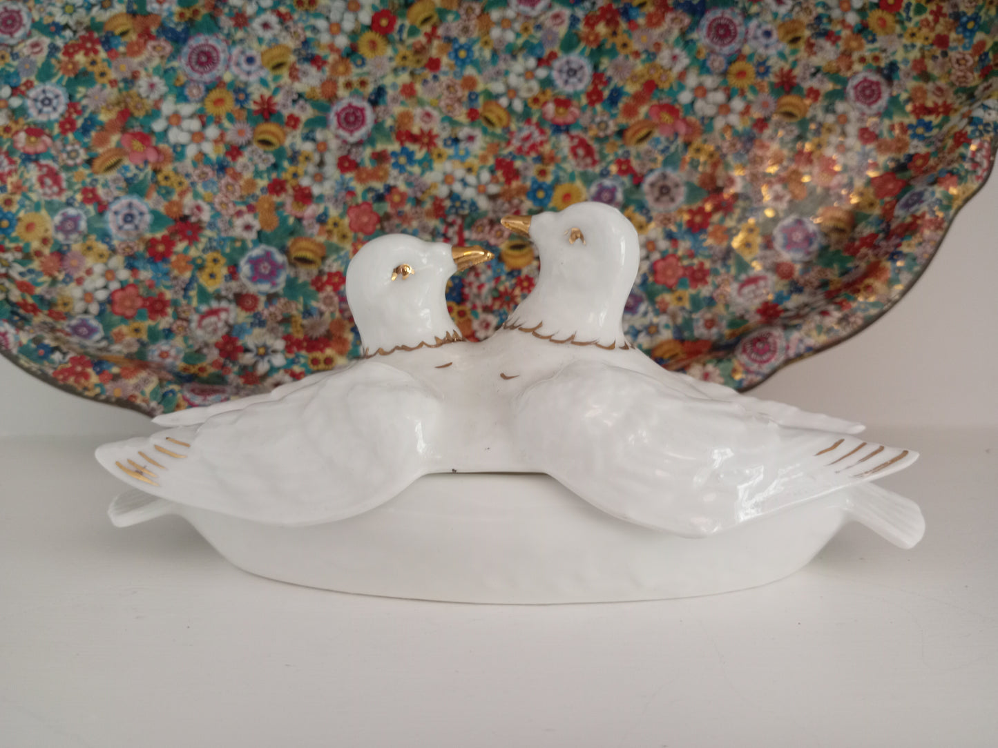 Vintage Doves Trinket Pot