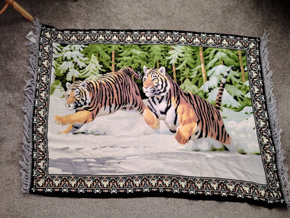 Vintage Tigers Rug/ Wall Hanging