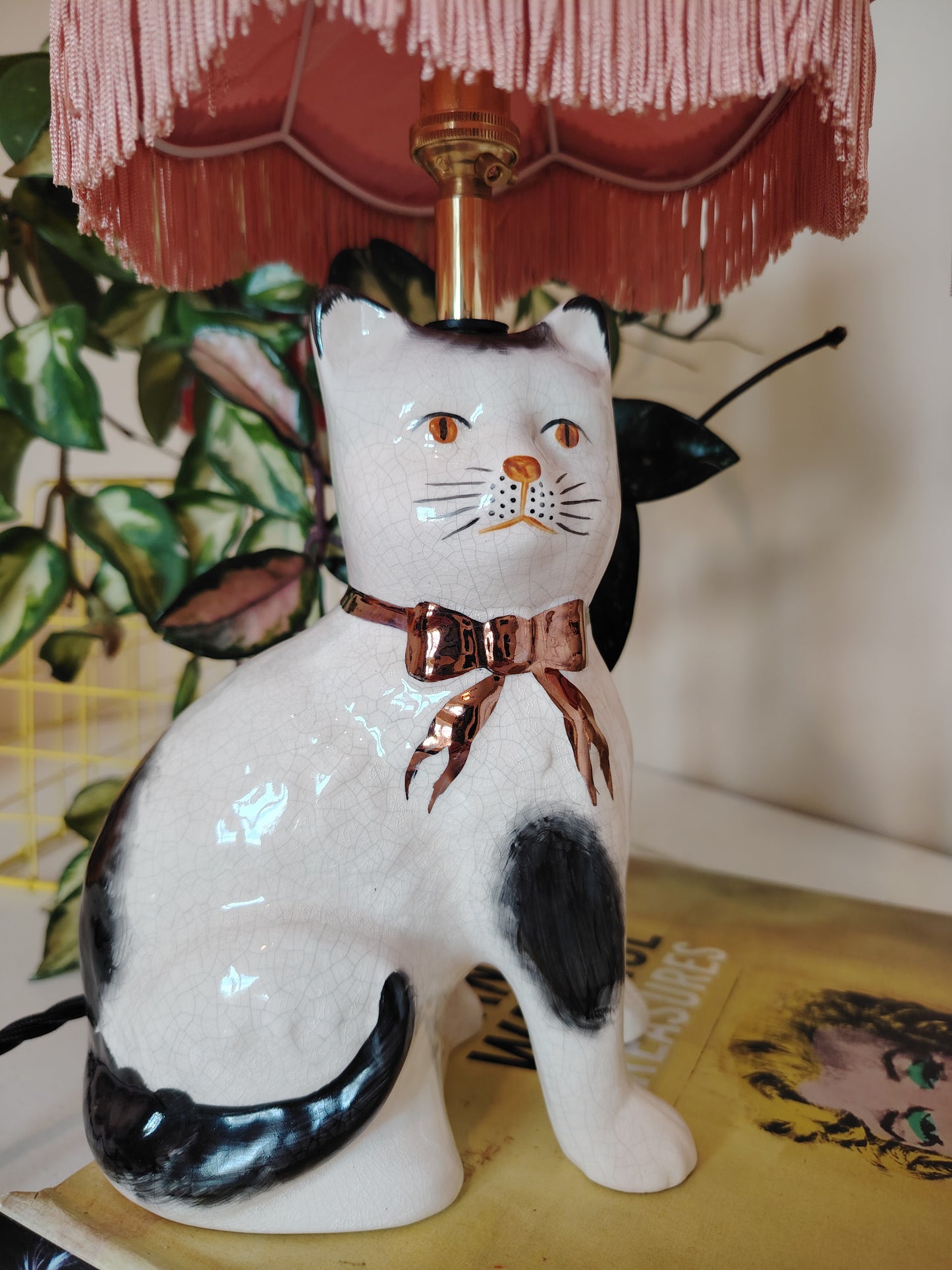 Pair of Vintage Cats upcycled lamps