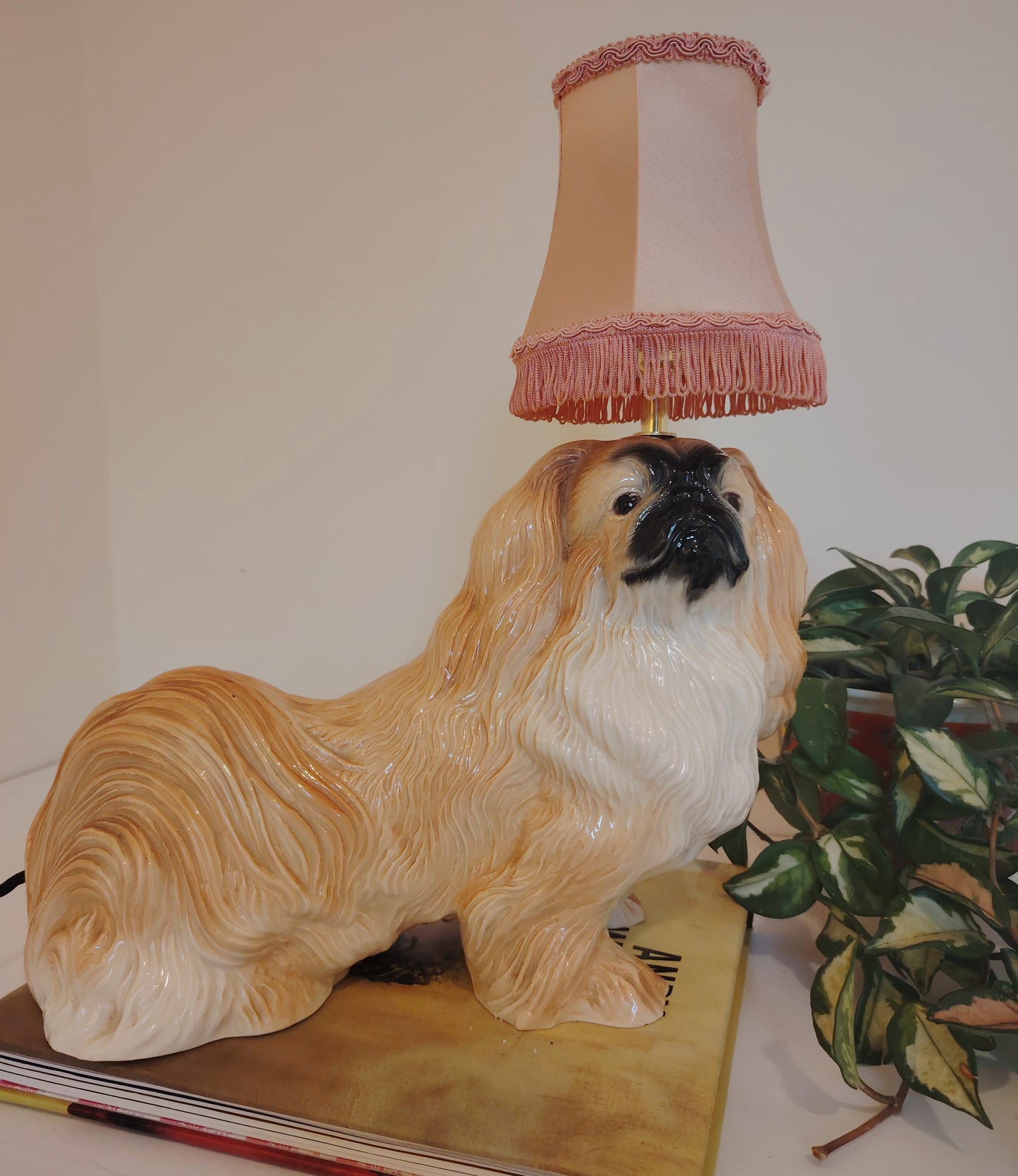 Reworked Vintage Large Pekignese Dog Lamp