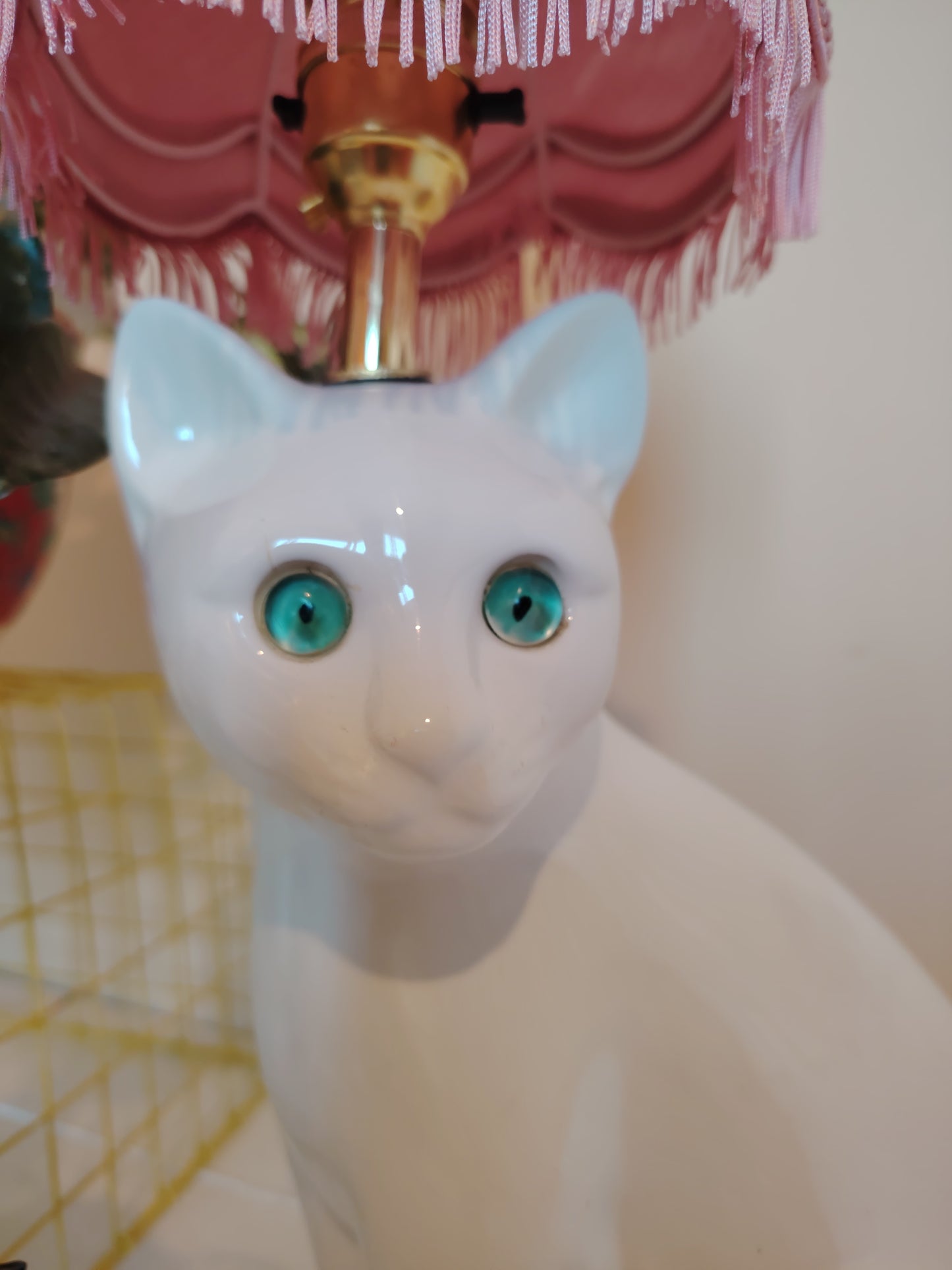 Vintage White Reworked Cat Lamp