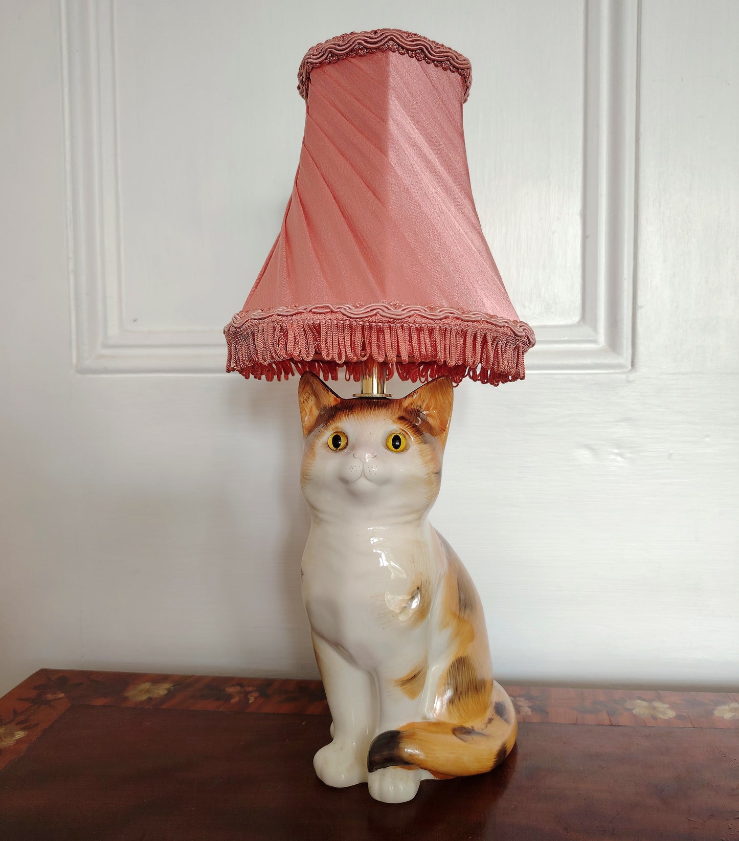 Vintage Reworked Small Tabby Cat Lamp