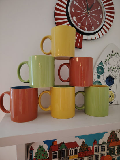 Set of 6 Vintage Colourful 90's Smiley Mugs