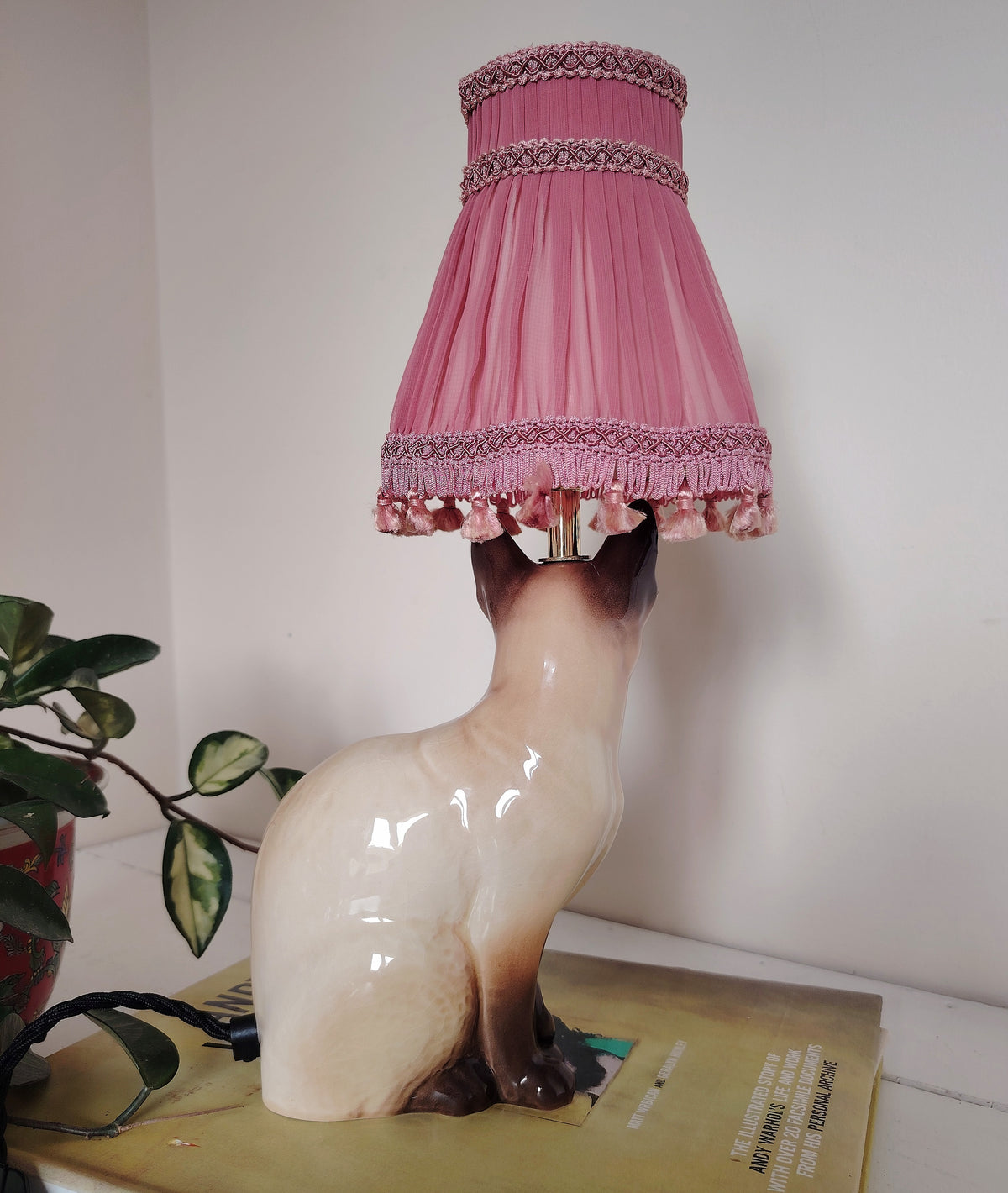 Vintage Reworked Siamese Cat Lamp