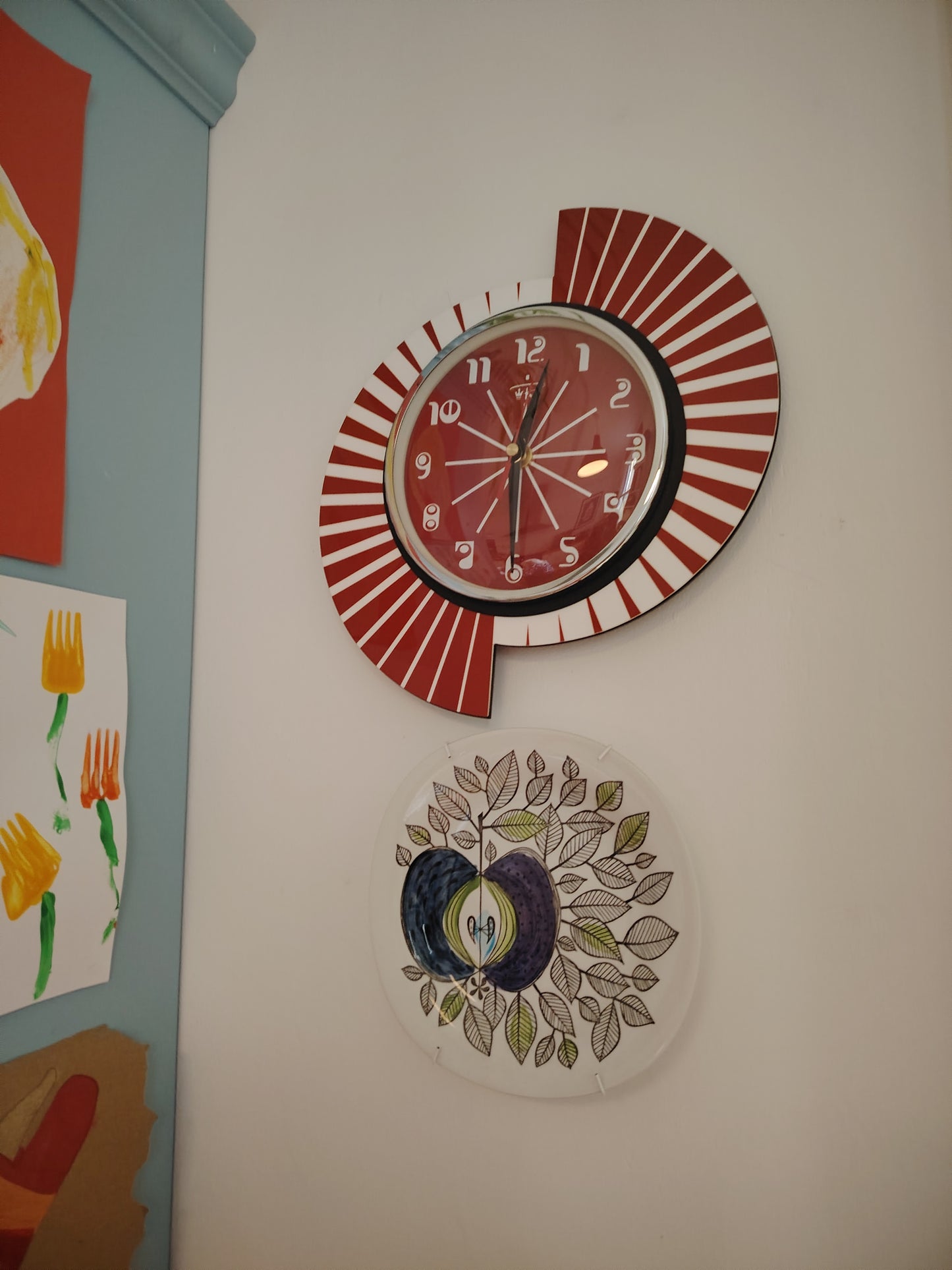 Retro Style Red and White By Royale Wall Clock