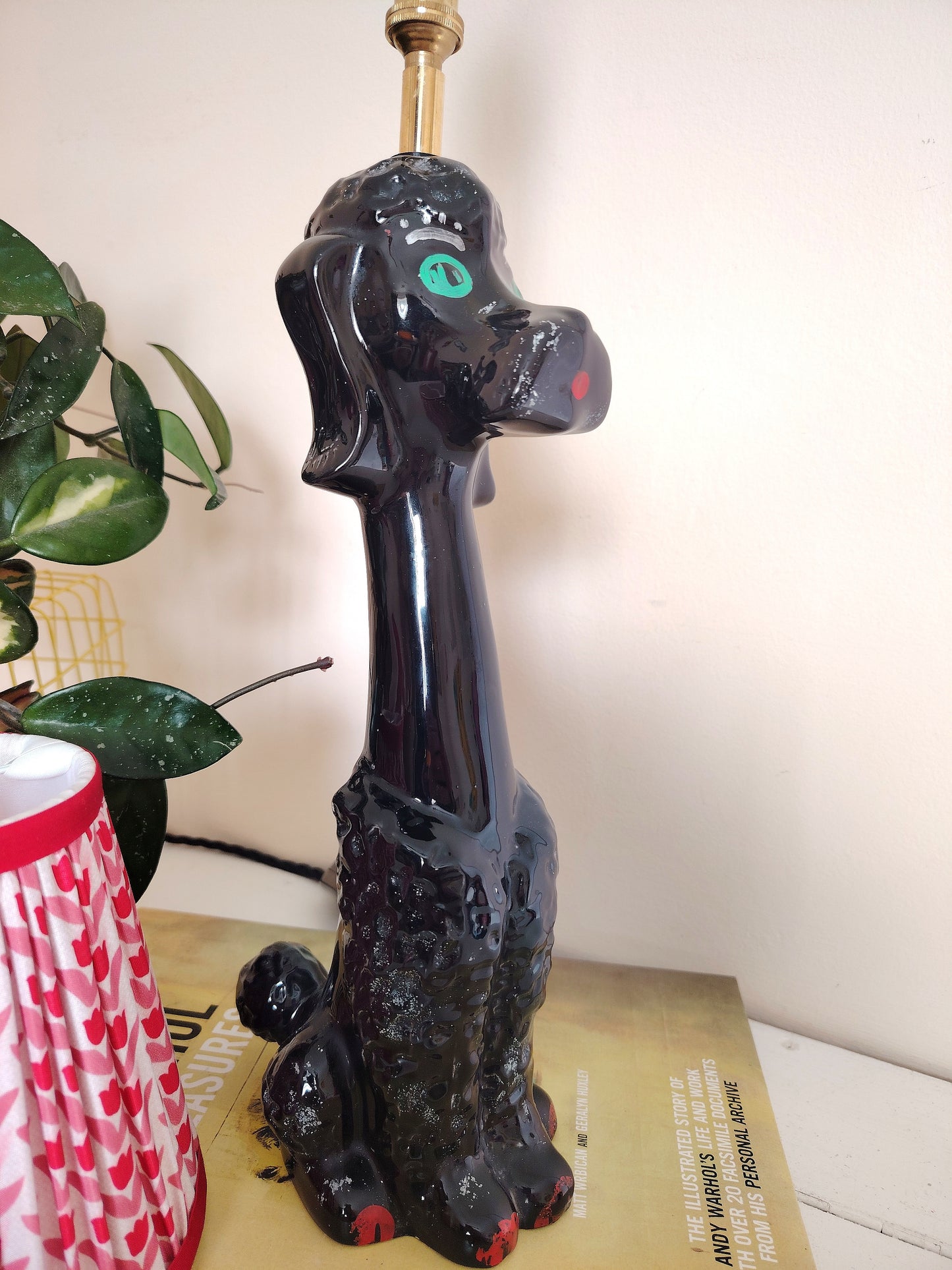 Upcycled 1950's Hand Painted Poodle Lamp