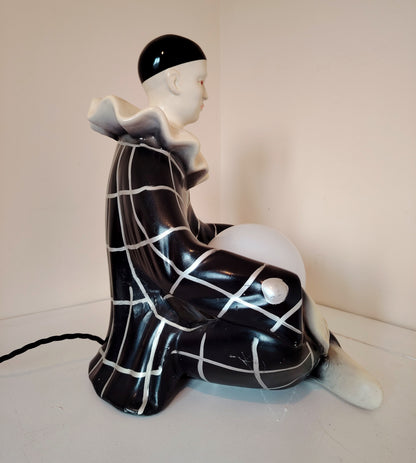 Large 1950's Pierrot Clown Lamp