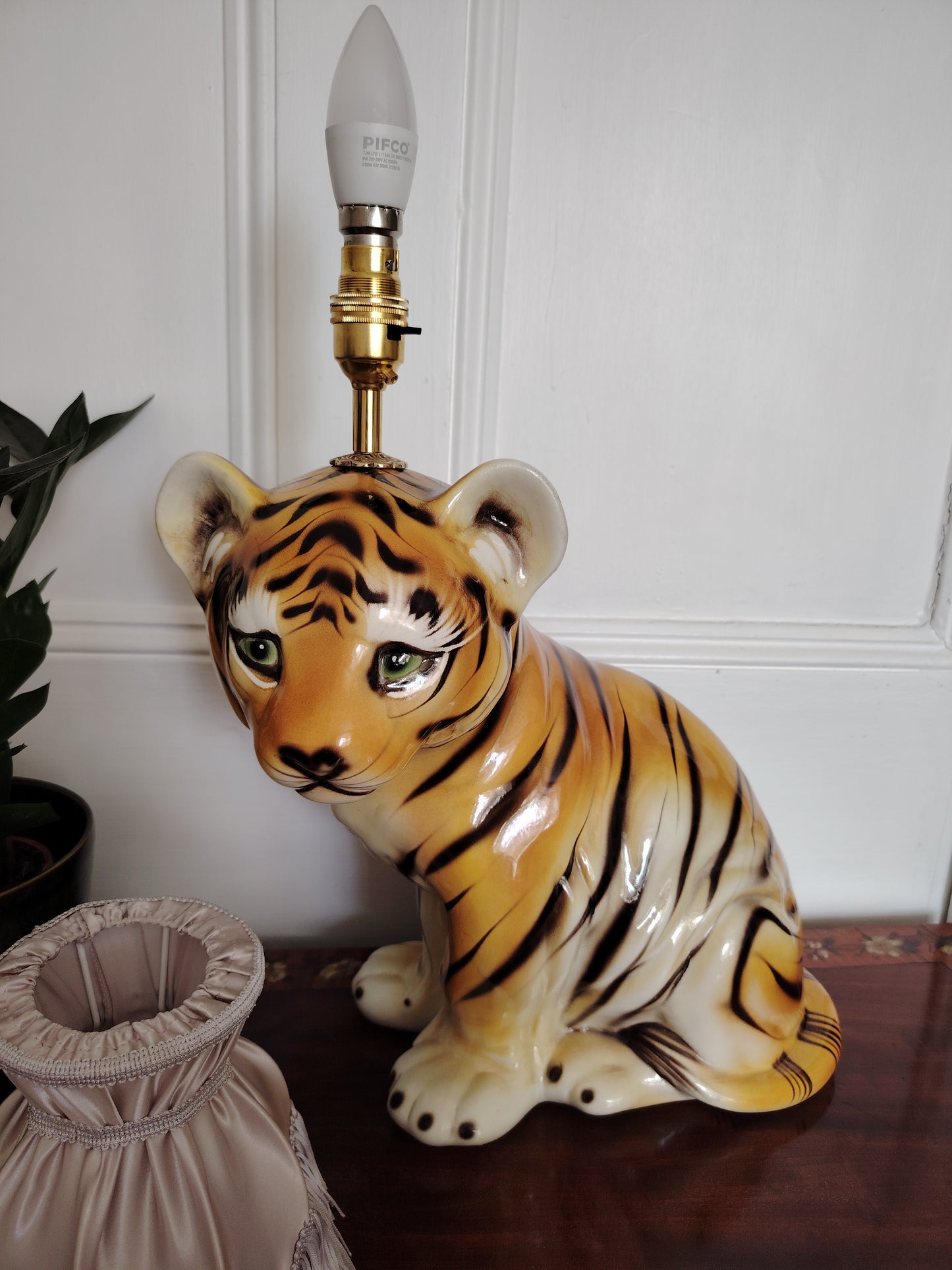 Large Reworked Mid Century Tiger Cub lamp