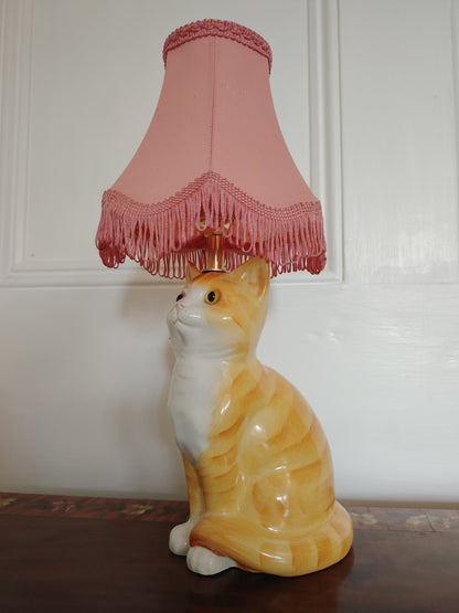 Vintage Reworked Small Ginger Cat Lamp