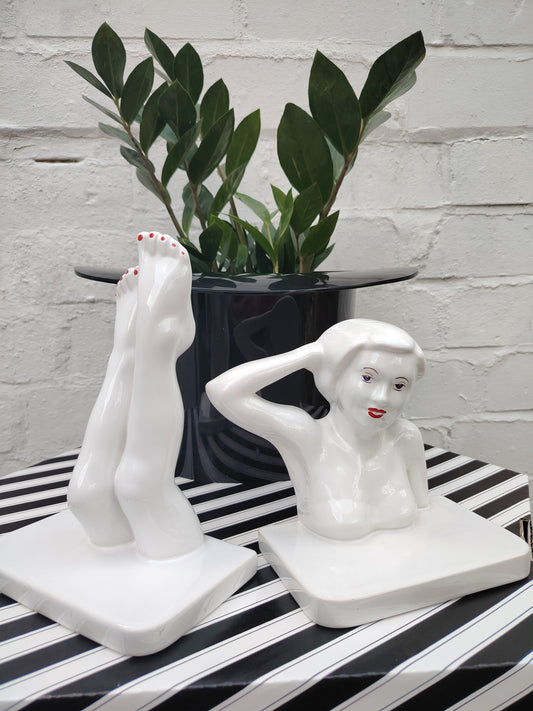 Vintage 80's Carlton Ware Lady Bookends