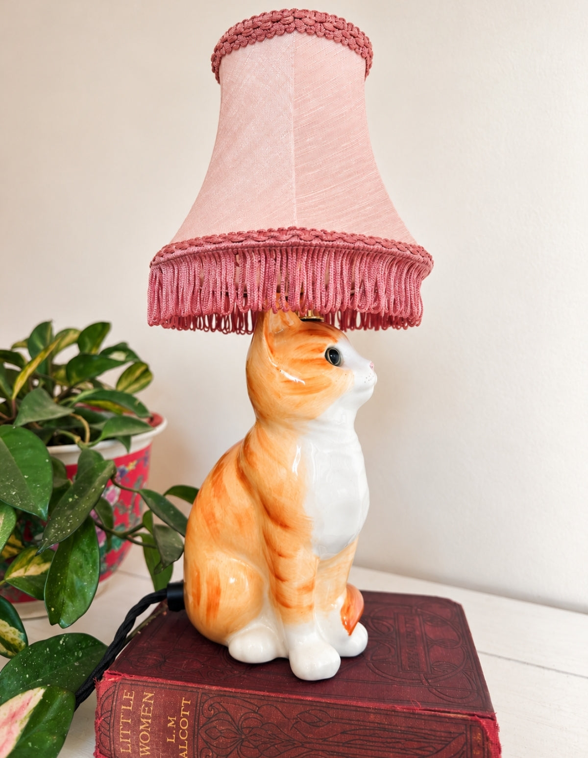 Vintage Reworked Small Ginger Cat Lamp