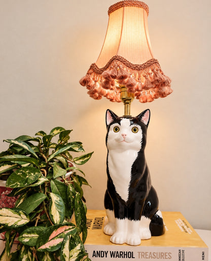 Large Vintage Reworked Tuxedo Cat Lamp 💕