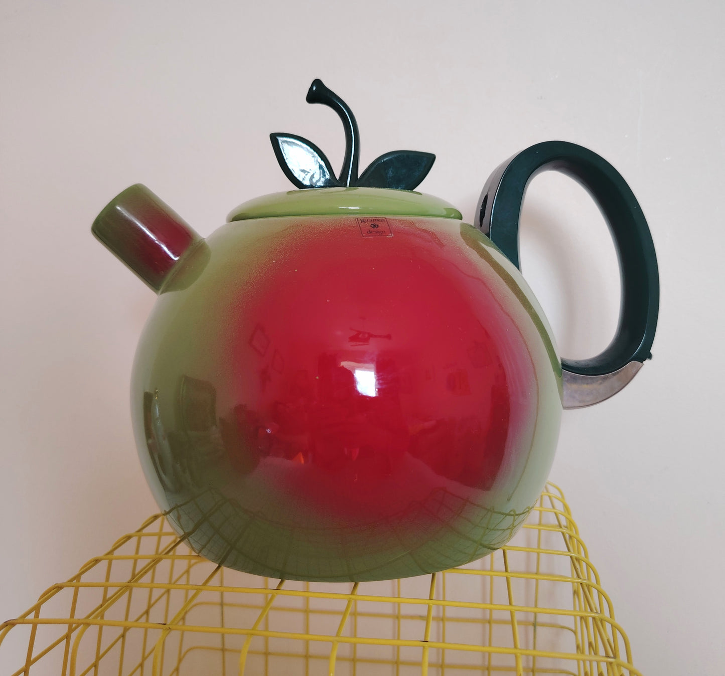 Vintage 80's Apple Enamel Teapot/ Kettle