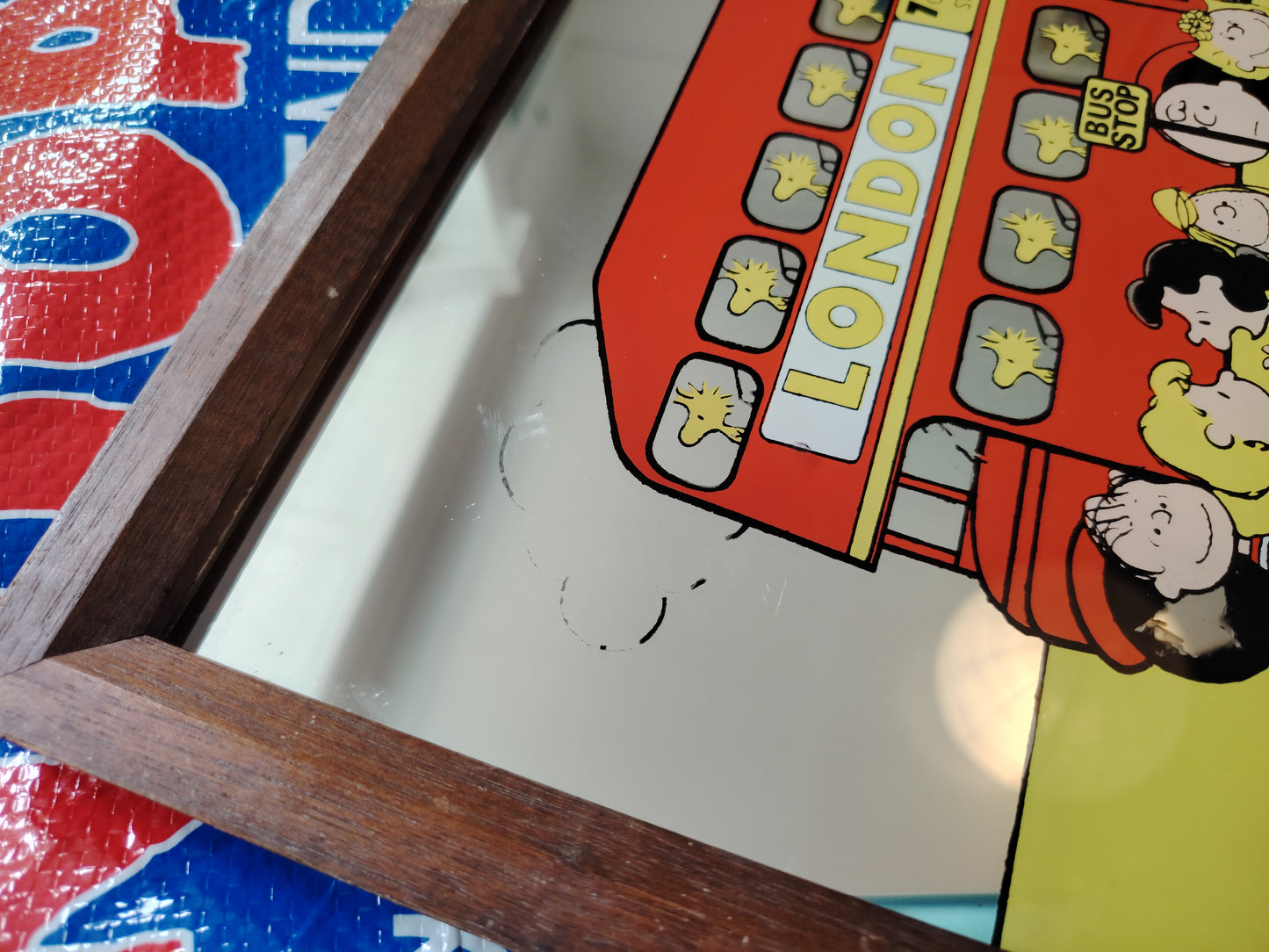 Rare Vintage 1960's Snoopy London Bus Picture Mirror