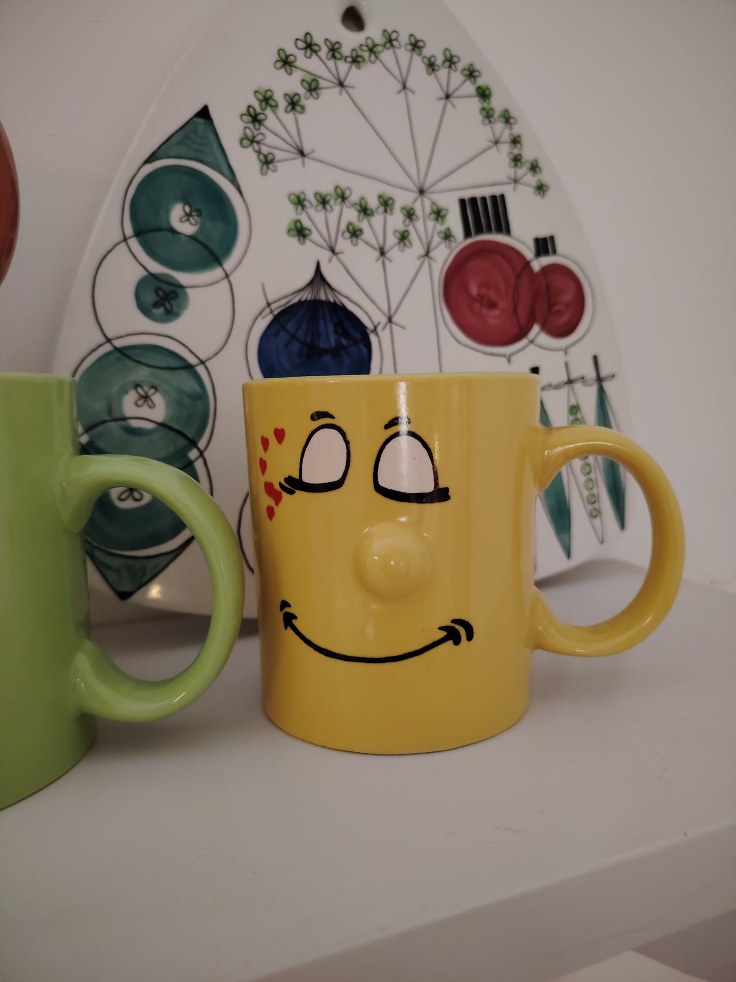 Set of 6 Vintage Colourful 90's Smiley Mugs