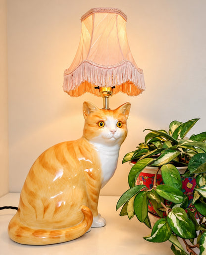 Large Vintage Reworked Ginger Cat Lamp 💕
