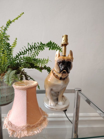 Vintage Upcycled French Bull Dog Lamp