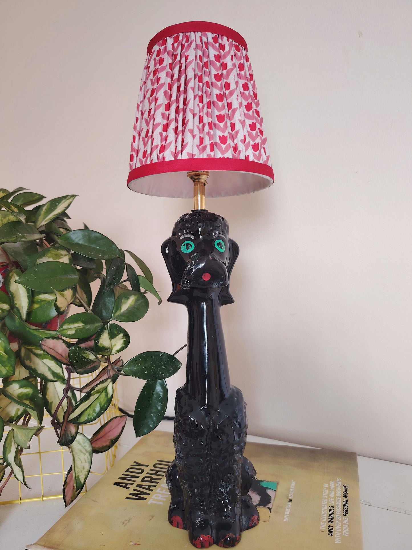 Upcycled 1950's Hand Painted Poodle Lamp