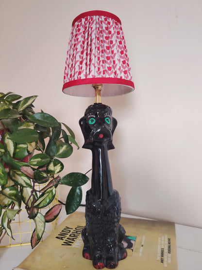 Upcycled 1950's Hand Painted Poodle Lamp