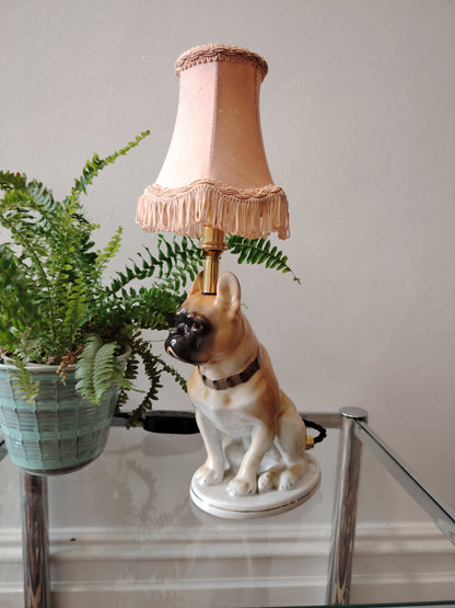 Vintage Upcycled French Bull Dog Lamp