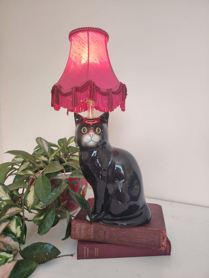 Vintage Reworked Black Cat Lamp 🐈‍⬛