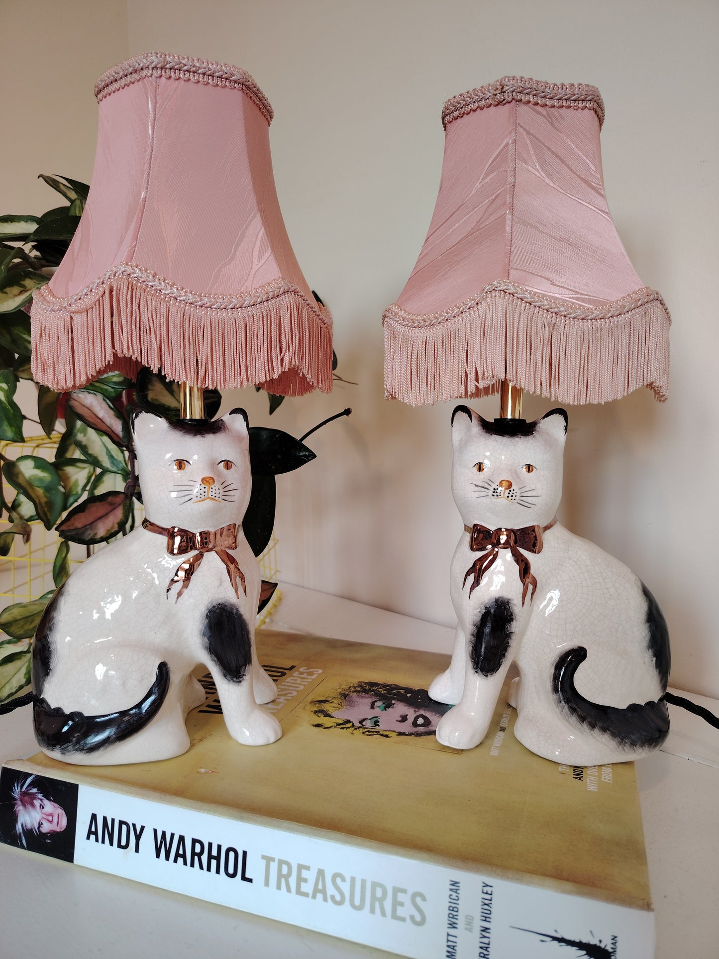 Pair of Vintage Cats upcycled lamps