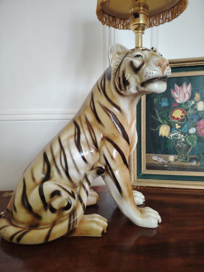 Large Reworked Mid Century Tiger lamp ✨