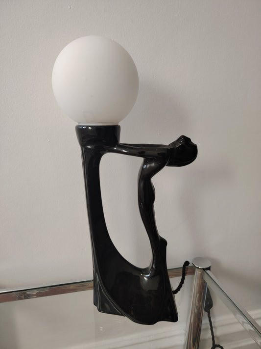 Beautiful Art Deco Style nude lady lamp in Black