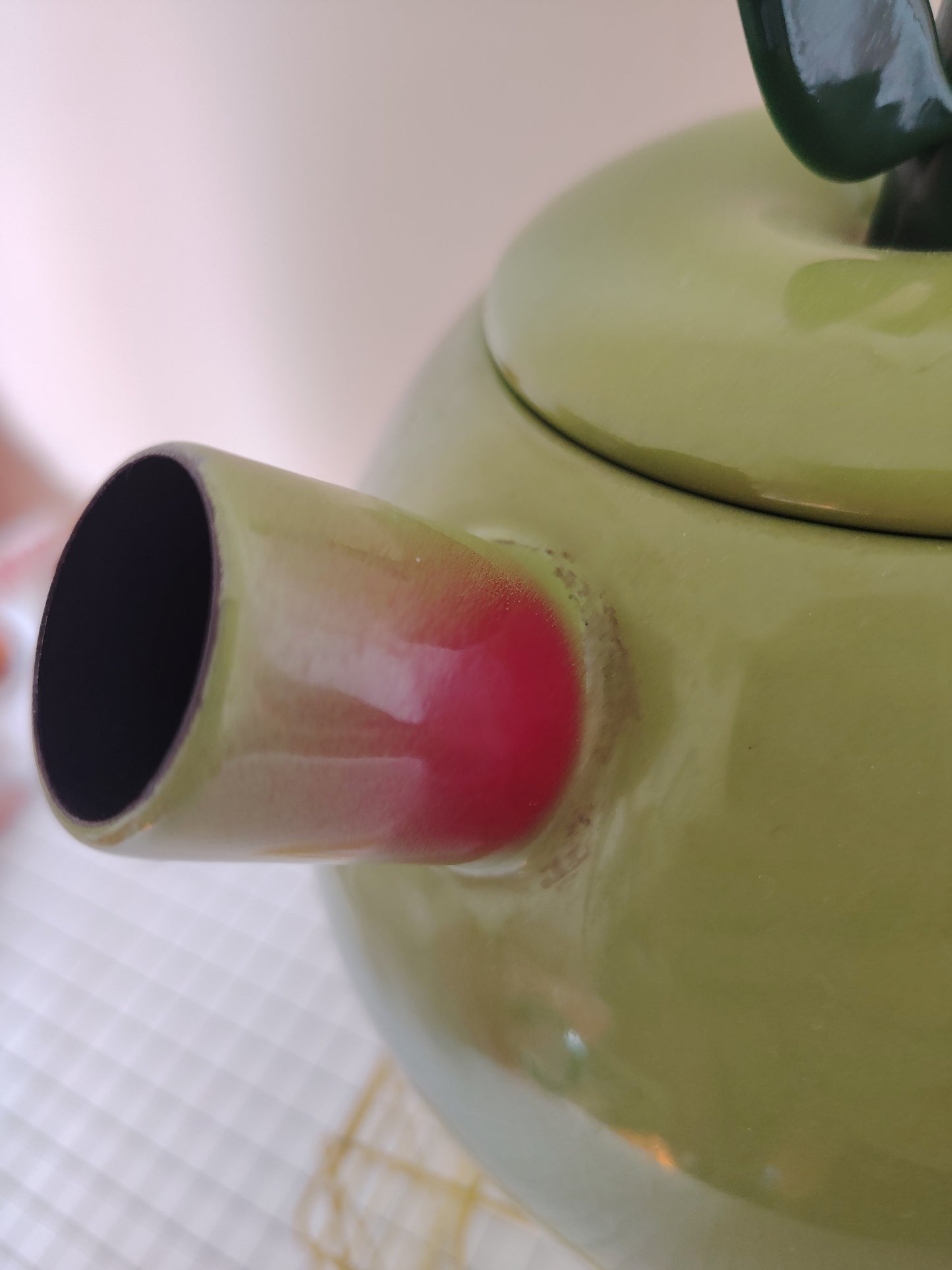 Vintage 80's Apple Enamel Teapot/ Kettle