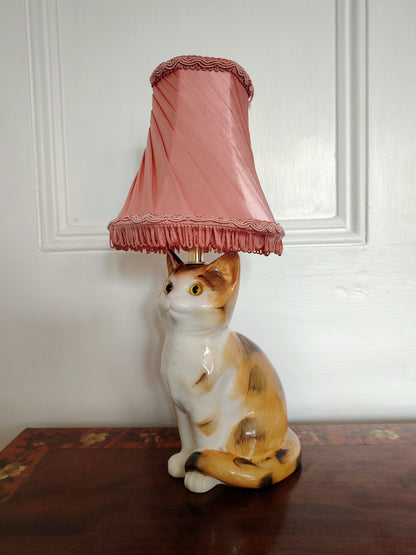 Vintage Reworked Small Tabby Cat Lamp