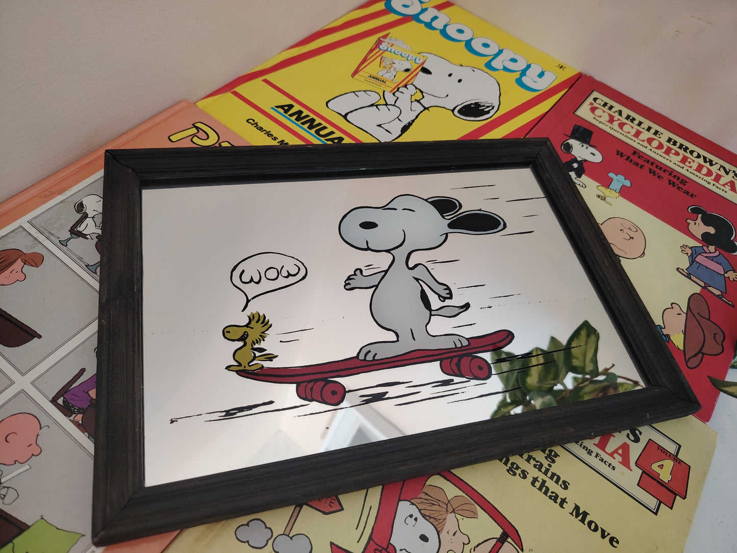 Vintage Snoopy and Woodstock Skate Board Mirror