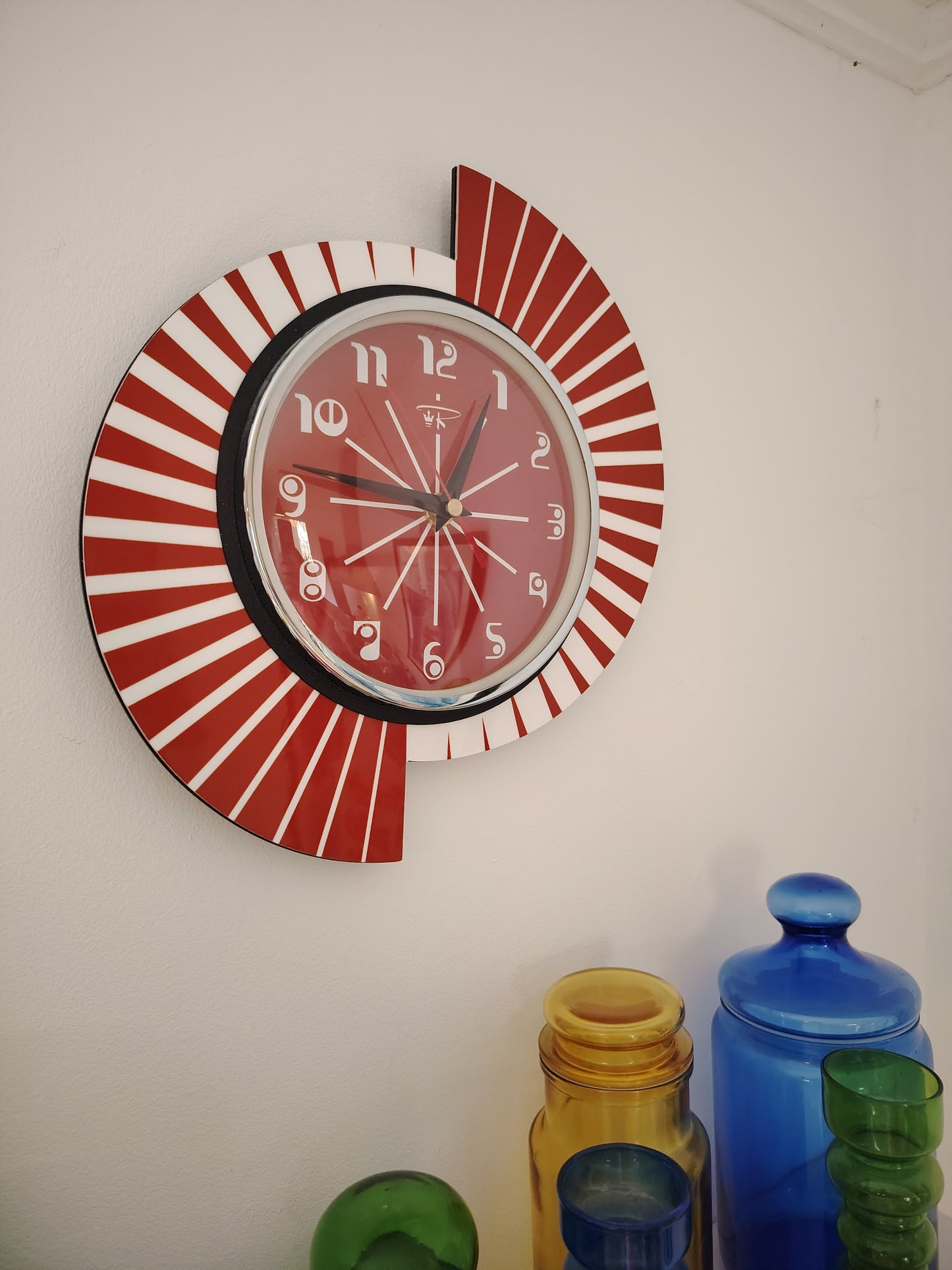 Retro Style Red and White By Royale Wall Clock
