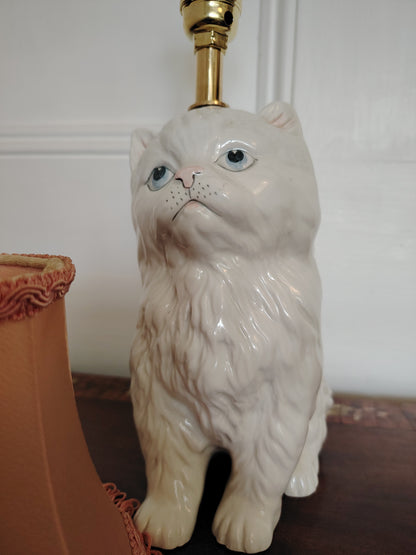 Vintage Reworked Small Fluffy Cat Lamp