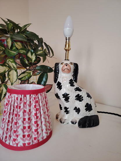 Vintage Upcycled Black and White Pot Dog Lamp