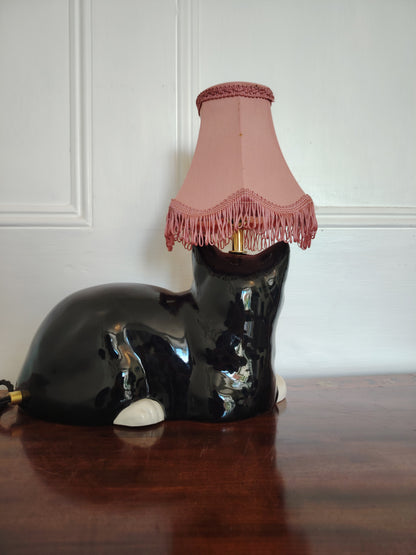 Large Black and White "Just Cats" Reworked Cat Lamp