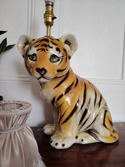 Large Reworked Mid Century Tiger Cub lamp