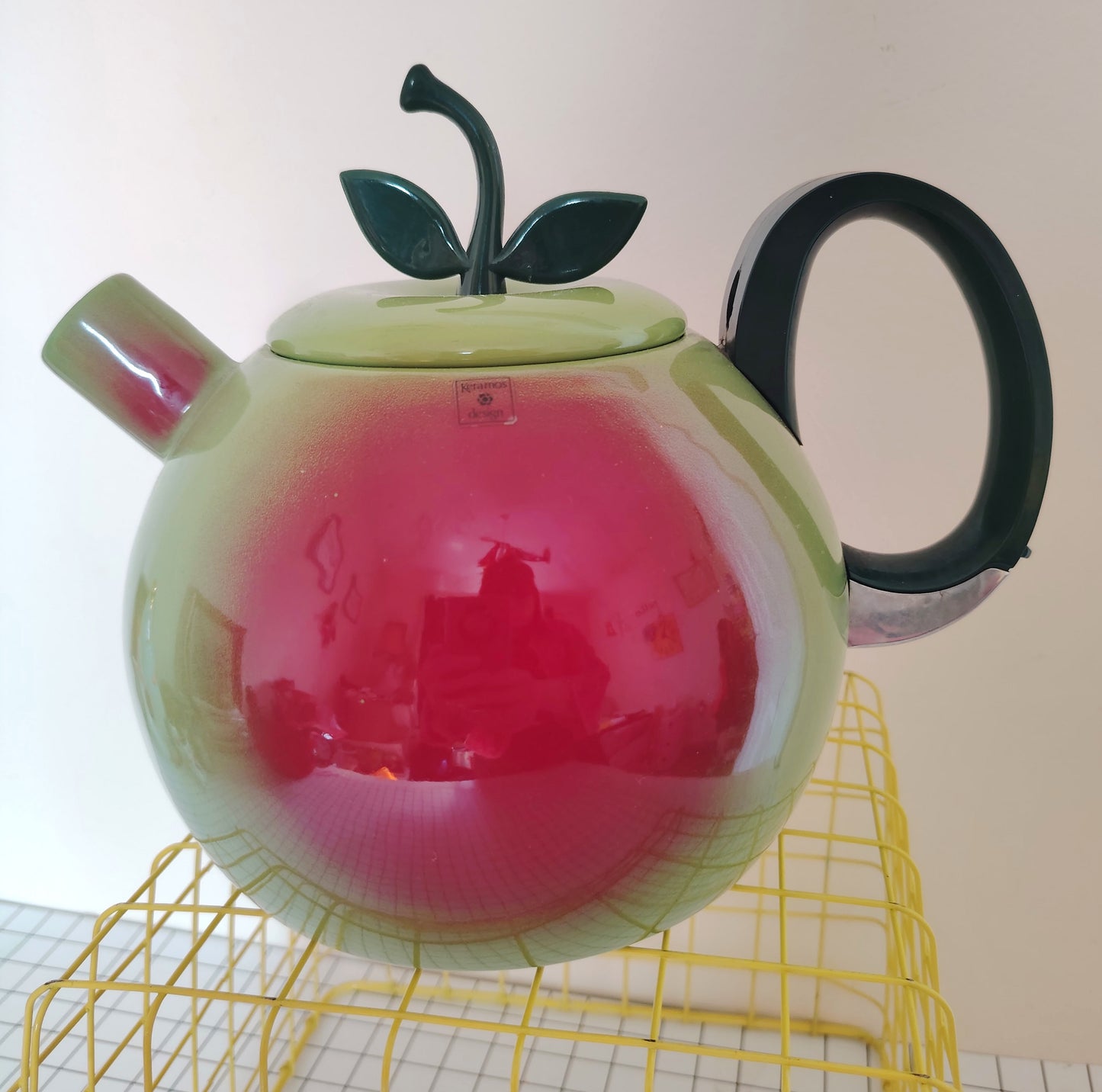 Vintage 80's Apple Enamel Teapot/ Kettle