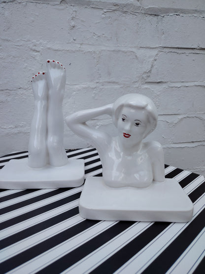 Vintage 80's Carlton Ware Lady Bookends